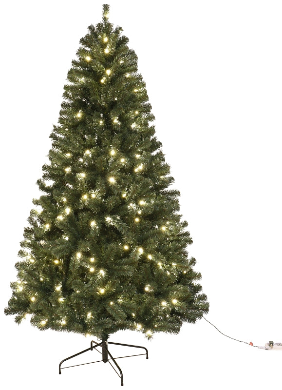 Hometown Holidays 61971 Sheared Tree, 7 ft H, Noble Fir Family, 120 W, LED Bulb, Clear Light