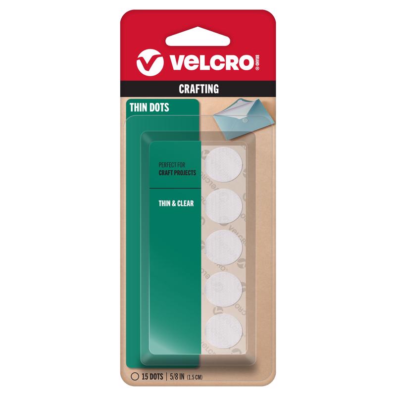 VELCRO Brand Thin Clear Small Nylon Hook and Loop Fastener 5/8 in. L 15 pk, Pack of 6