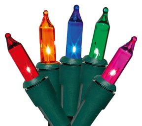 Hometown Holidays U10Y026A Mini Light Set, Christmas, 120 V, 20.4 W, 50-Lamp, Incandescent, Blue/Green/Pink/Red/Yellow