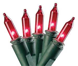 Hometown Holidays U10Y082C Light Set, Christmas, 120 V, 40.8 W, 100-Lamp, Incandescent Lamp, Red Lamp, 21.96 ft L