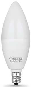 Feit Electric CTF40/10KLED/3 Filament LED Bulb, Specialty, B10 Lamp, 40 W Equivalent, E12 Candelabra Lamp Base, White