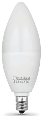 Feit Electric CTF40/10KLED/3 Filament LED Bulb, Specialty, B10 Lamp, 40 W Equivalent, E12 Candelabra Lamp Base, White