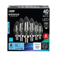 Feit Electric CTC40/950CA/FIL/6 LED Bulb, Decorative, 300 Lumens, 3.3 W, B10 Lamp, 40 W Equivalent, E12 Lamp Base, Clear