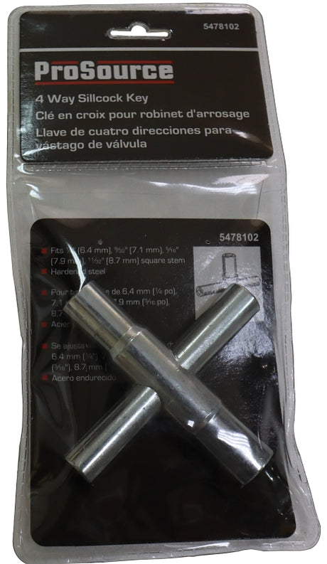 ProSource T154-3L 4-Way Silcock Key, Square Head, Bar Handle, 3 in L