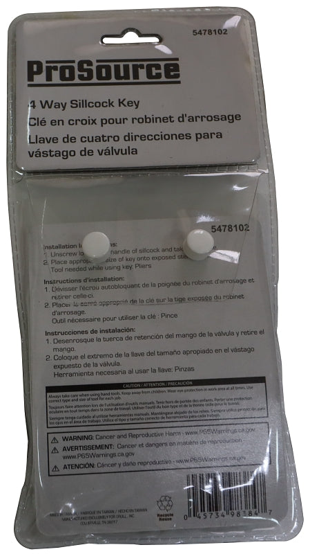 ProSource T154-3L 4-Way Silcock Key, Square Head, Bar Handle, 3 in L