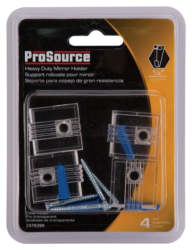 ProSource PH-122201-PS Mirror Holder, Plastic, Clear, Clear, Screw Mounting
