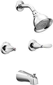 Moen Adler Series 82602 Tub and Shower Set, 1.75 gpm Showerhead, 1 Spray Settings, Diverter Tub Spout, 2-Handle