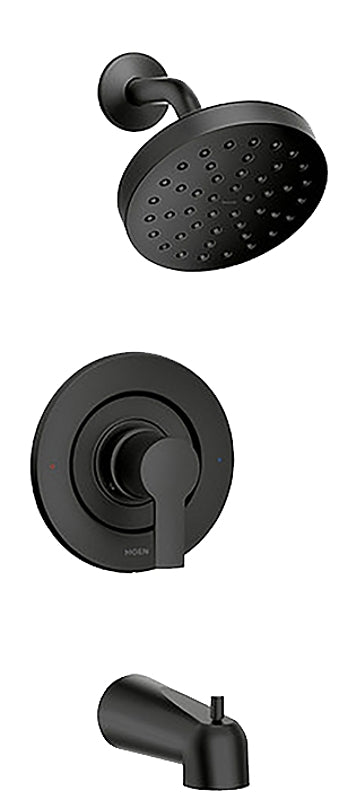 Moen RINZA Posi-temp 82628BL Bathtub and Shower Faucet, Single Function Showerhead, 1.75 gpm Showerhead, 1-Handle