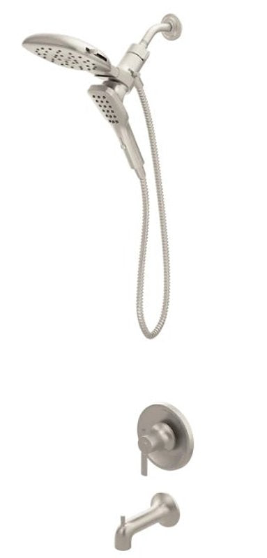 Moen Zyla 82140 Series 82140SRN Tub/Shower Faucet, Standard with Handshower Showerhead, 1.75 gpm Showerhead, 1-Handle