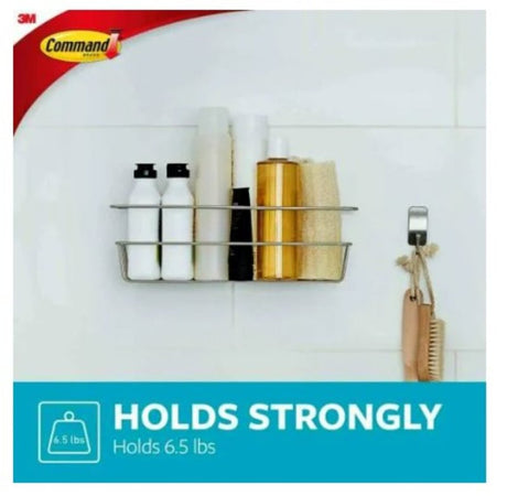 Command BATH31-SN-ES Bath Caddy, Metal/Plastic, Satin Nickel, 12-1/2 in OAW, 6-3/8 in OAH, 4-1/4 in OAD, 6.5 lb