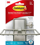 Command BATH34-SN-ES Bath Soap Dish, Wall Mounting, Metal/Plastic