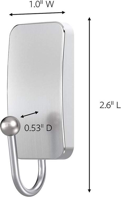Command BATH33-SN-ES Small Bath Hook, 1 lb, 1-Hook, Metal/Plastic, Gray, Satin Nickel