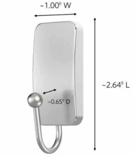 Command BATH33-SN-2ES Small Bath Hook, 1 lb, Metal, Silver, Satin Nickel