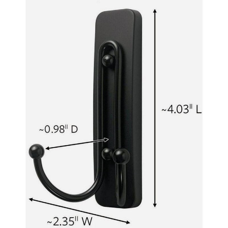 Command BATH36-MB-ESF Large Bath Hook, 4 lb, 2-Hook, Metal, Matte Black