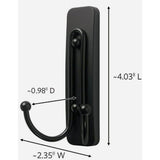 Command BATH36-MB-ESF Large Bath Hook, 4 lb, 2-Hook, Metal, Matte Black