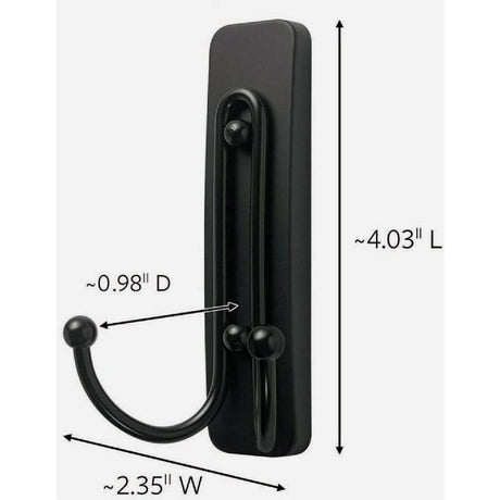 Command BATH36-MB-ESF Large Bath Hook, 4 lb, 2-Hook, Metal, Matte Black