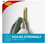 Command BATH36-BR-2ESF Large Bath Hook, 4 lb, 2-Hook, Metal, Satin Brass