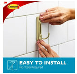Command BATH36-BR-2ESF Large Bath Hook, 4 lb, 2-Hook, Metal, Satin Brass