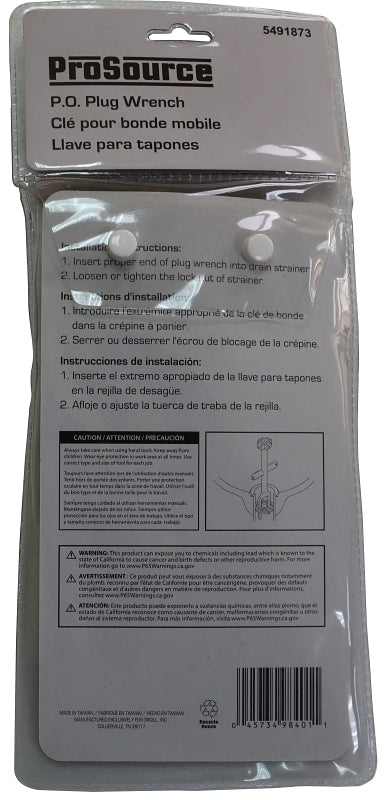 ProSource T148-3L Plug Wrench, 6 in L, Iron, Zinc Plated