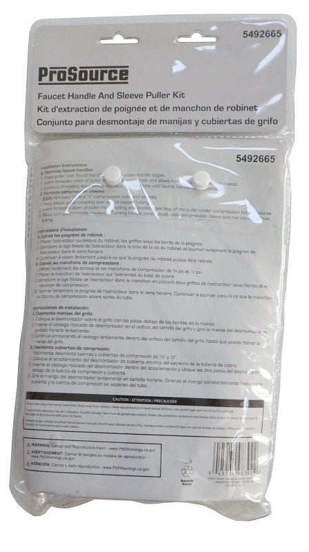 ProSource T168-3L Faucet Handle Puller Kit, Steel, Silver