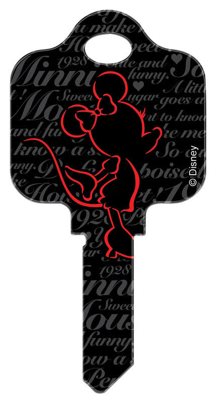 HILLMAN Disney Minnie Mouse - Signature House Key Blank 68 Single For Schlage Locks Multicolored, Pack of 5