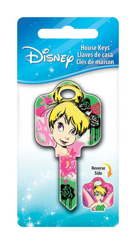 HILLMAN Disney Tinkerbell Fairy with Roses House Key Blank 68 Single For Schlage Locks Multicolored, Pack of 5