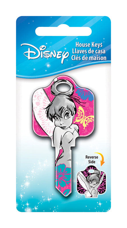 HILLMAN Disney Tinkerbell Fairy with Butterfly House Key Blank 68 Single For Schlage Locks Multicolo, Pack of 5