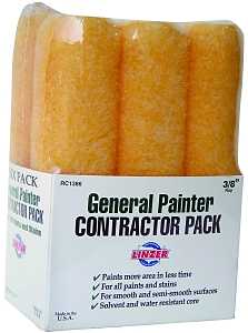 Linzer RC1386 Roller Cover, Polyester Cover, 3/8 in Thick Nap, 9 in L, 12/PK