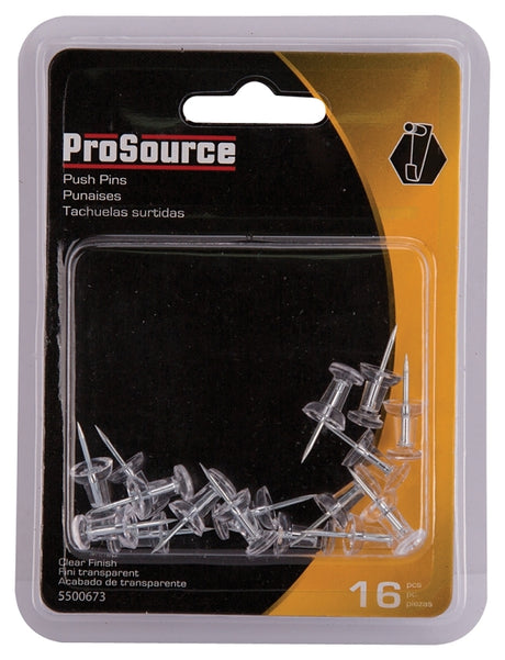 ProSource PH-122262-PS Push Pin, 23 mm L, Plastic, Clear, Round Head