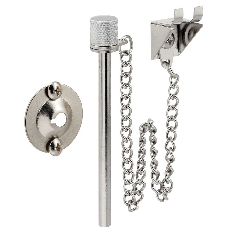 Prime-Line U 9858 Patio Door Lock, Steel, Chrome, 1-3/8 to 1-3/4 in Thick Door