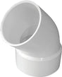 Canplas 414196BC Street Pipe Elbow, 6 in, Spigot x Hub, 45 deg Angle, PVC, White