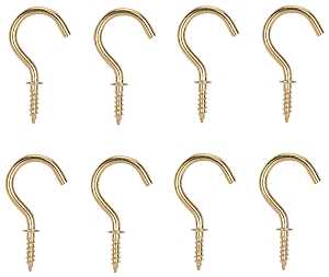 ProSource PH-122314-PS Cup Hook, 1/8 in Thread, 33 mm L, Brass, Brass Plated