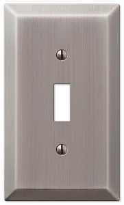 Amerelle Century Series 163TAN Wallplate, 1-Toggle, 4-15/16 in L, 2-7/8 in W, 1-Gang, Steel, Antique Nickel, Pack of 4