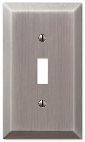 Amerelle Century Series 163TAN Wallplate, 1-Toggle, 4-15/16 in L, 2-7/8 in W, 1-Gang, Steel, Antique Nickel, Pack of 4