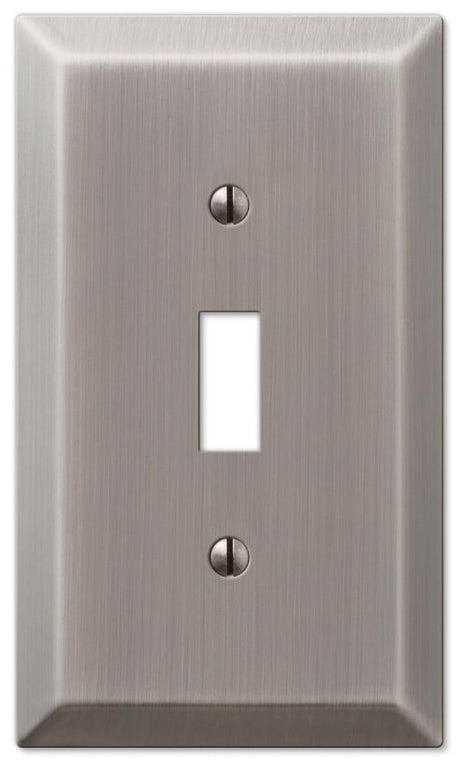 Amerelle Century Series 163TAN Wallplate, 1-Toggle, 4-15/16 in L, 2-7/8 in W, 1-Gang, Steel, Antique Nickel, Pack of 4