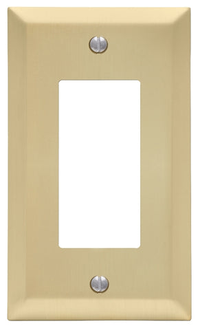 Amerelle Century 163RSB Wallplate, 4-15/16 in L, 2-7/8 in W, 1 -Gang, Steel, Gold, Satin Brass, Pack of 4