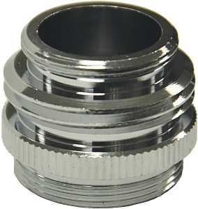 Danco 10513 Hose Adapter, 15/16 x 55/64 x 3/4 in, Male/Female x GHTM/Male, Brass, Chrome-Plated