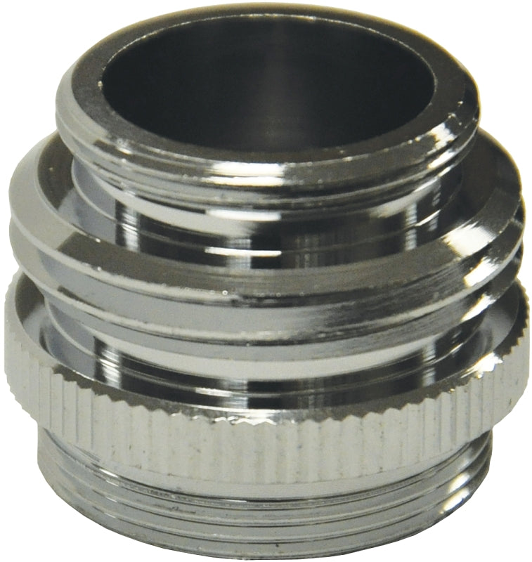 Danco 10513 Hose Adapter, 15/16 x 55/64 x 3/4 in, Male/Female x GHTM/Male, Brass, Chrome-Plated