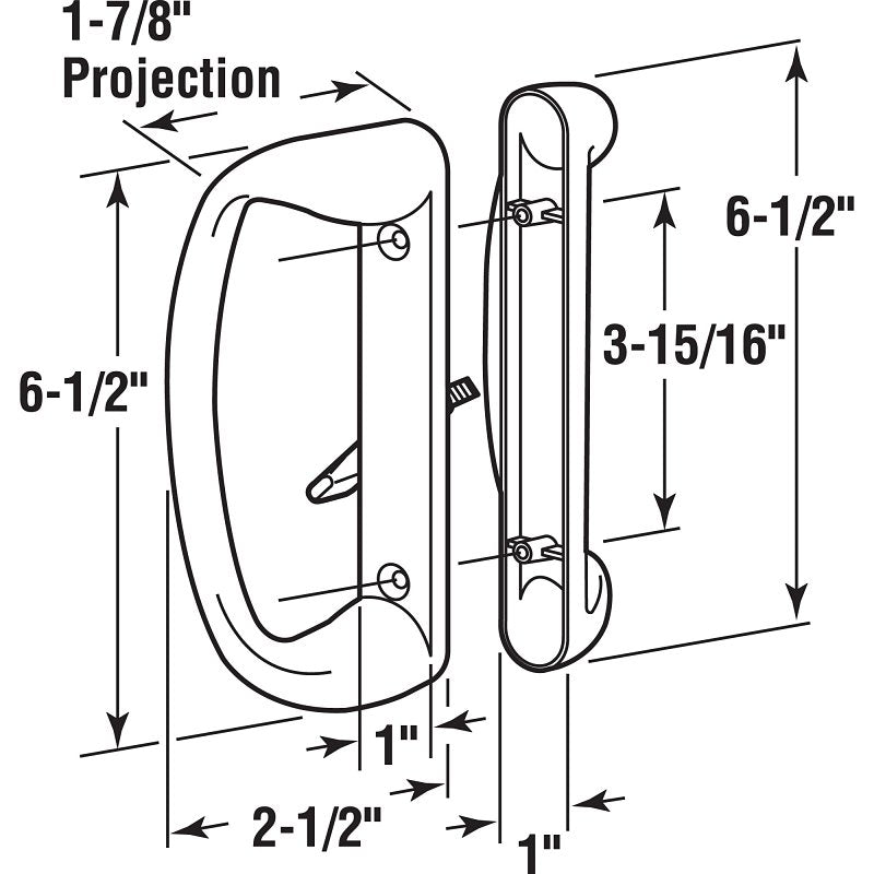 Prime-Line C 1176 Handleset, Aluminum, Painted, 2-1/2 in L