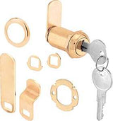 Defender Security U 9953KA Drawer and Cabinet Lock, 1-1/8 in L Dimensions, Brass, Keyed Lock, Y13 Yale Keyway, Steel