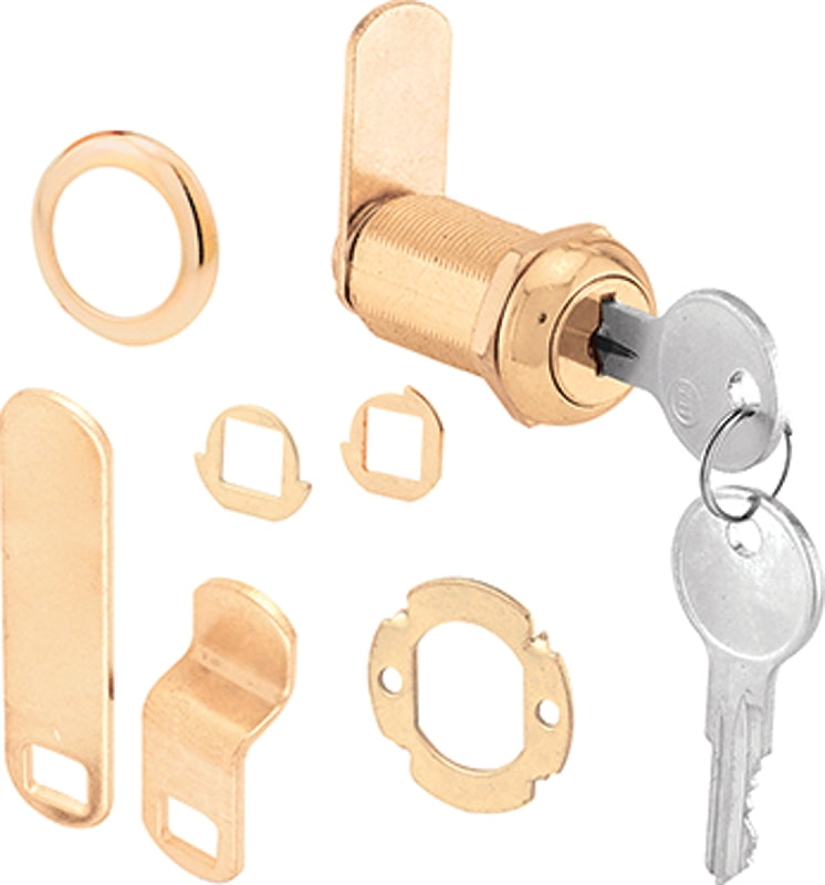 Defender Security U 9953KA Drawer and Cabinet Lock, 1-1/8 in L Dimensions, Brass, Keyed Lock, Y13 Yale Keyway, Steel