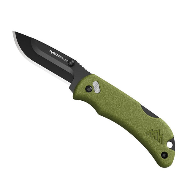 Outdoor Edge RAZORMINI RMG22-2C Replaceable Blade Carry Knife, Stainless Steel Blade, Green Handle, Pack of 3