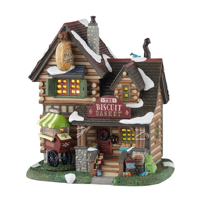 Lemax 55330 Christmas Decor, 7.48 in H, The Biscuit Basket, Porcelain, LED, Pack of 4