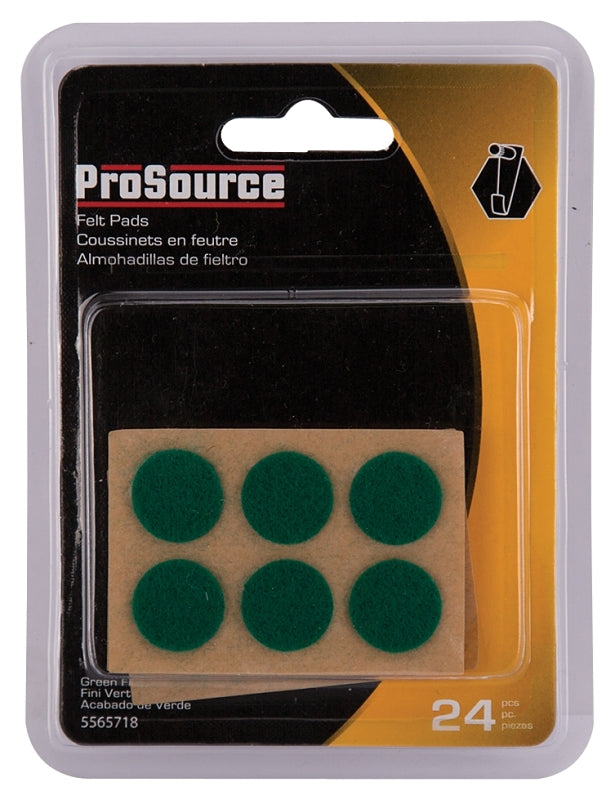 ProSource PH-122294-PS Furniture Pad, Felt Cloth, Green, 5/8 in Dia, 1/16 in Thick, Round
