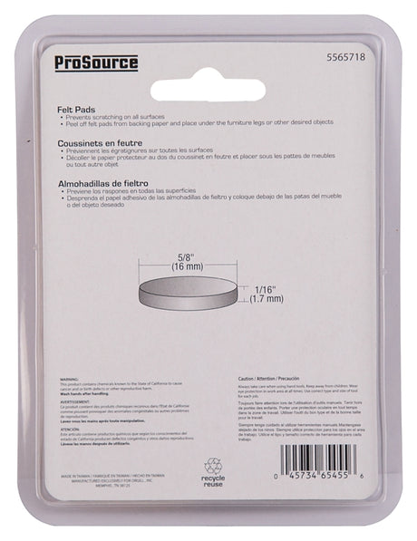 ProSource PH-122294-PS Furniture Pad, Felt Cloth, Green, 5/8 in Dia, 1/16 in Thick, Round