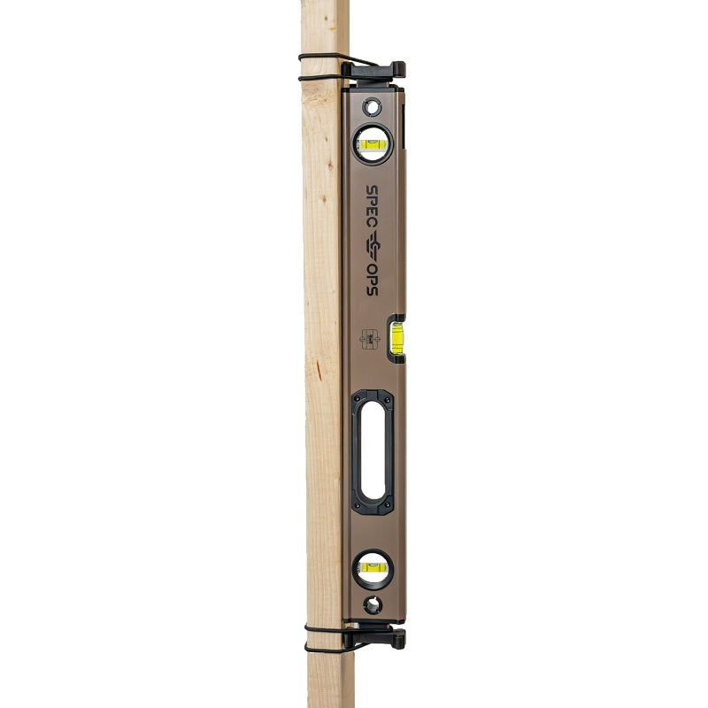 Spec Ops SPEC-LEVEL24 Box Beam Level, 24 in L, 3-Vial, Aluminum, Black/Flat Dark Earth