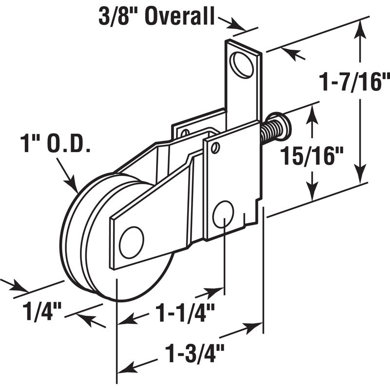 Prime-Line 1 in. D X 0.25 in. L Nylon/Steel Roller Assembly 1 pk