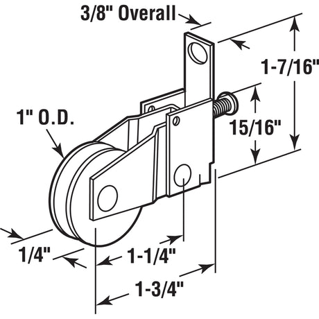 Prime-Line 1 in. D X 0.25 in. L Nylon/Steel Roller Assembly 1 pk
