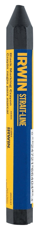 Irwin STRAIT-LINE 66404 Permanent Lumber Crayon, Black, 1/2 in Dia, 4-1/2 in L, Pack of 12