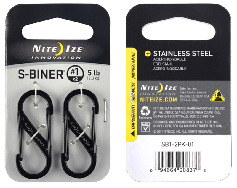 Nite Ize S-Biner Series SB1-2PK-01 Dual Carabiner, Stainless Steel
